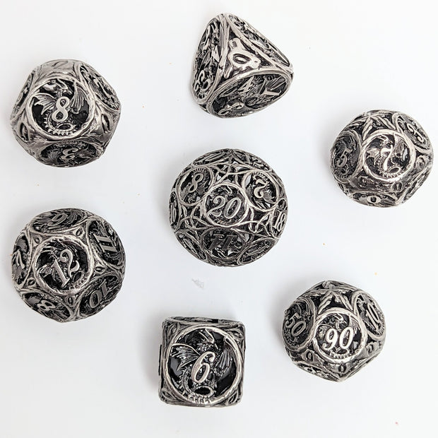Boundless Dice - Antiqued Silver Dice Set
